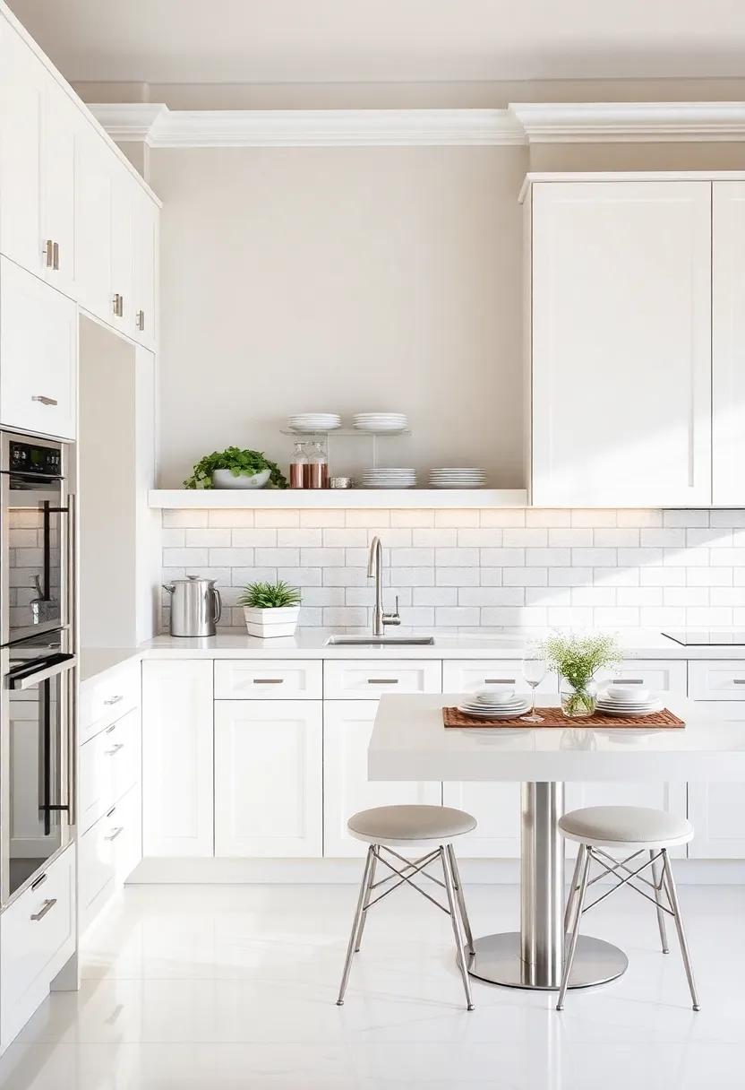 Entertaining Elegance: off-white cabinets can provide a chic canvas for entertaining, complementing elegant dinnerware and sophisticated decor for gatherings