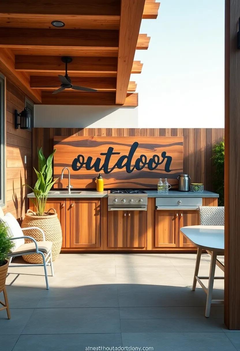 Decorative Wooden Signage: Personalize your outdoor ⁤kitchen with‌ handcrafted ‌wooden signs that showcase ‌your culinary identity ⁤or welcome guests