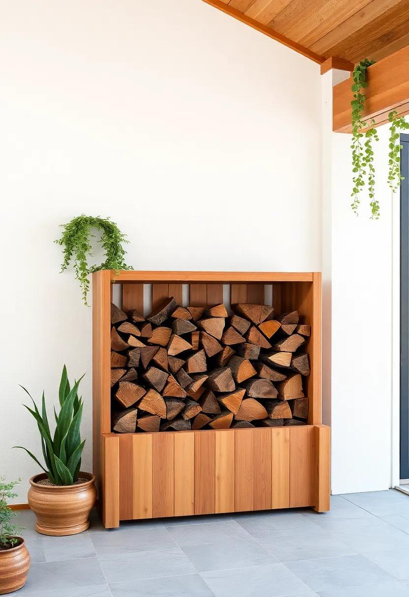 Firewood Storage: Keep ‌your firewood organized⁤ and easily accessible with a designated⁣ wooden​ bin ‍or rack