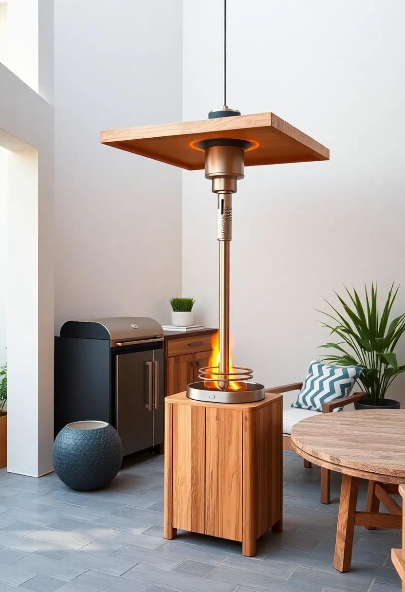 patio​ heater: Enjoy your outdoor ​kitchen‍ year-round with a stylish ​wooden ⁤patio heater that provides warmth‍ and comfort