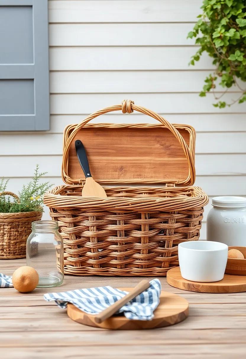 Picnic‌ Basket: A classic wooden ⁤picnic basket is perfect for spontaneous⁢ outdoor meals‌ and adds ​a ‍quaint touch⁤ to your dining setup
