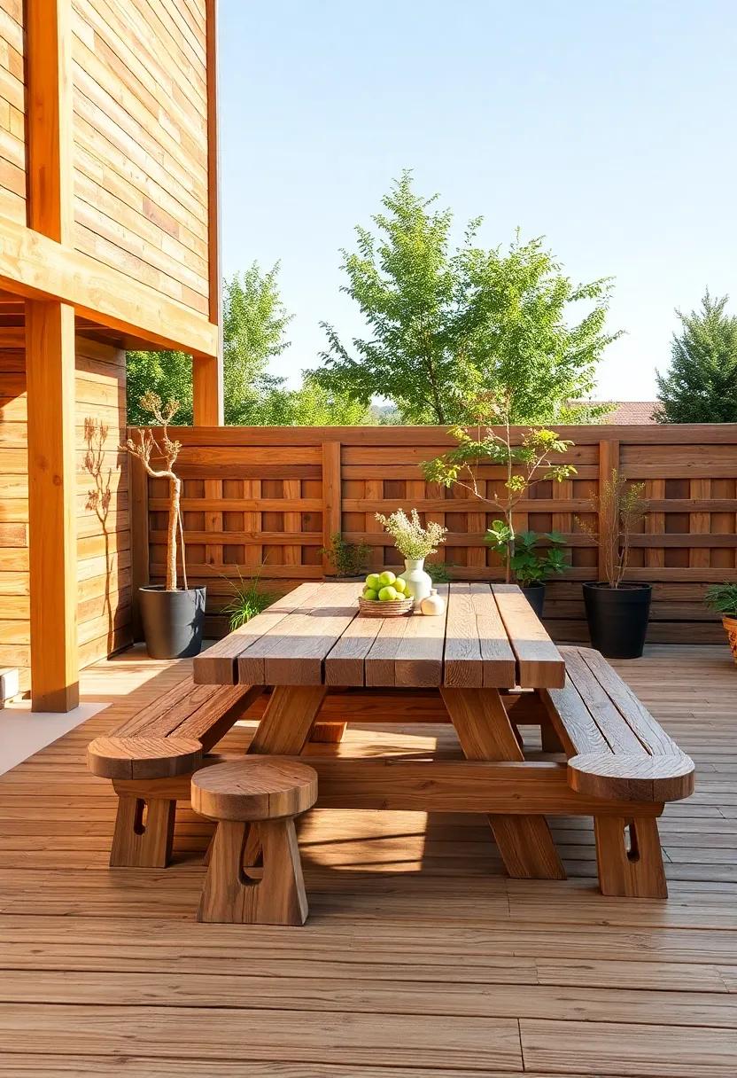 Picnic Table: A sturdy wooden picnic table⁢ creates the perfect gathering spot for family and​ friends to enjoy ⁢meals al fresco