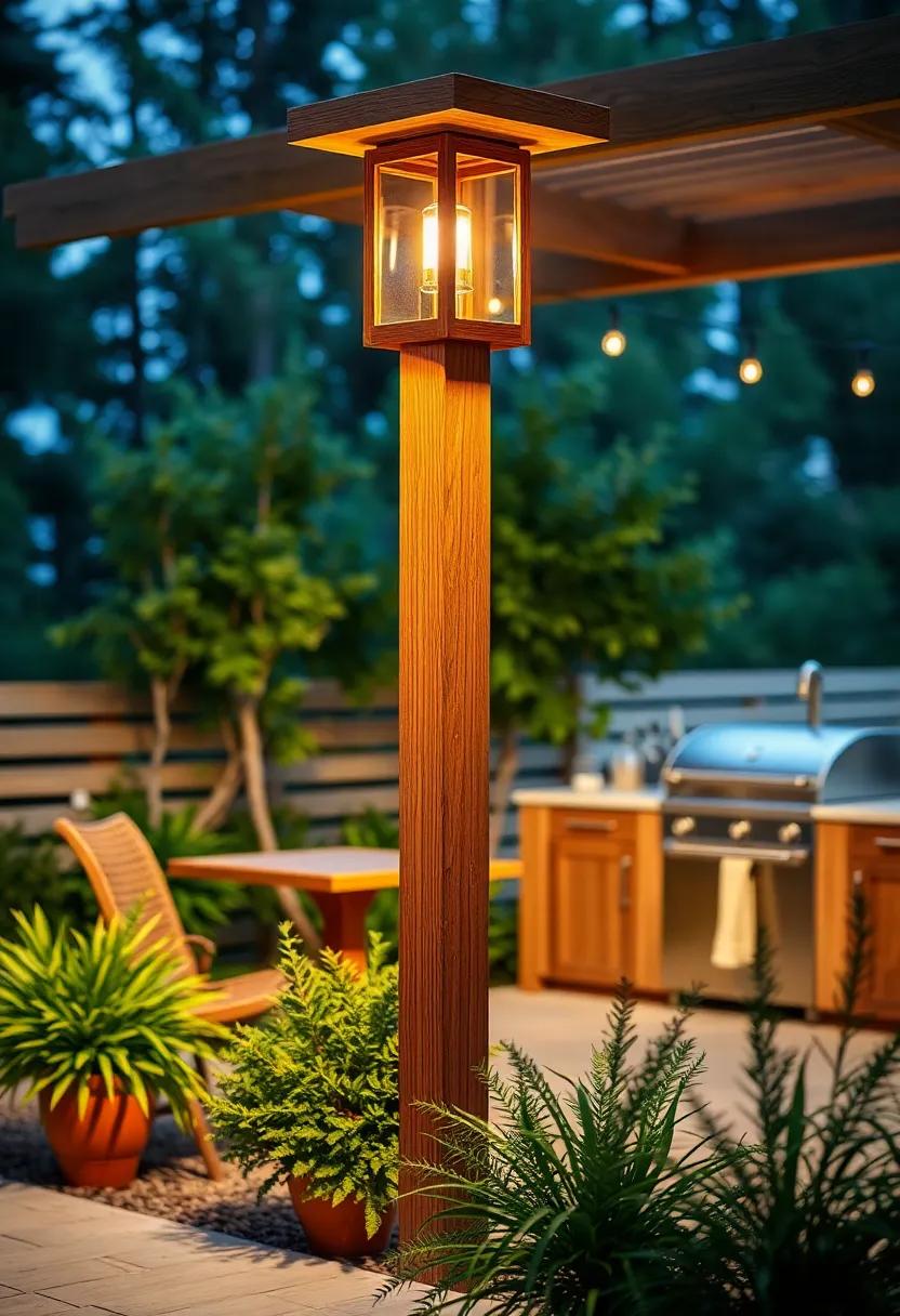 Wooden Lamppost:⁤ Illuminate your ‌outdoor kitchen with a beautiful wooden lamppost that⁣ offers ⁣both functionality and ⁤elegance