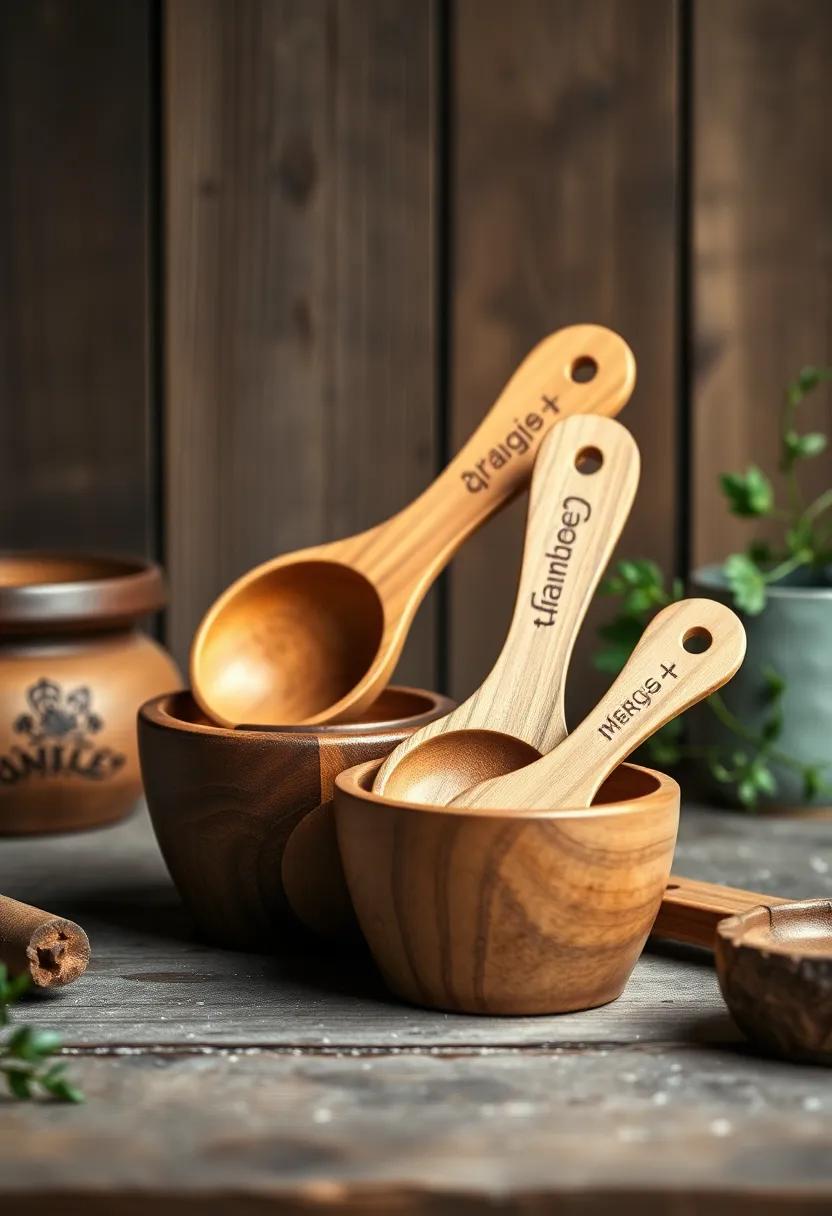 wooden Measuring Cups: Bring a rustic touch to your baking ​and cooking‌ with​ wooden measuring cups⁢ that ensure ​you always have the right ‌proportions