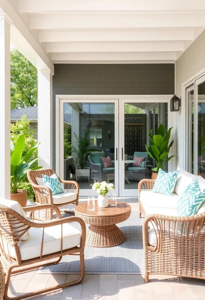 Complementary Textures: Mix wicker with other materials like metal and glass to form a visually interesting yet cohesive outdoor design
