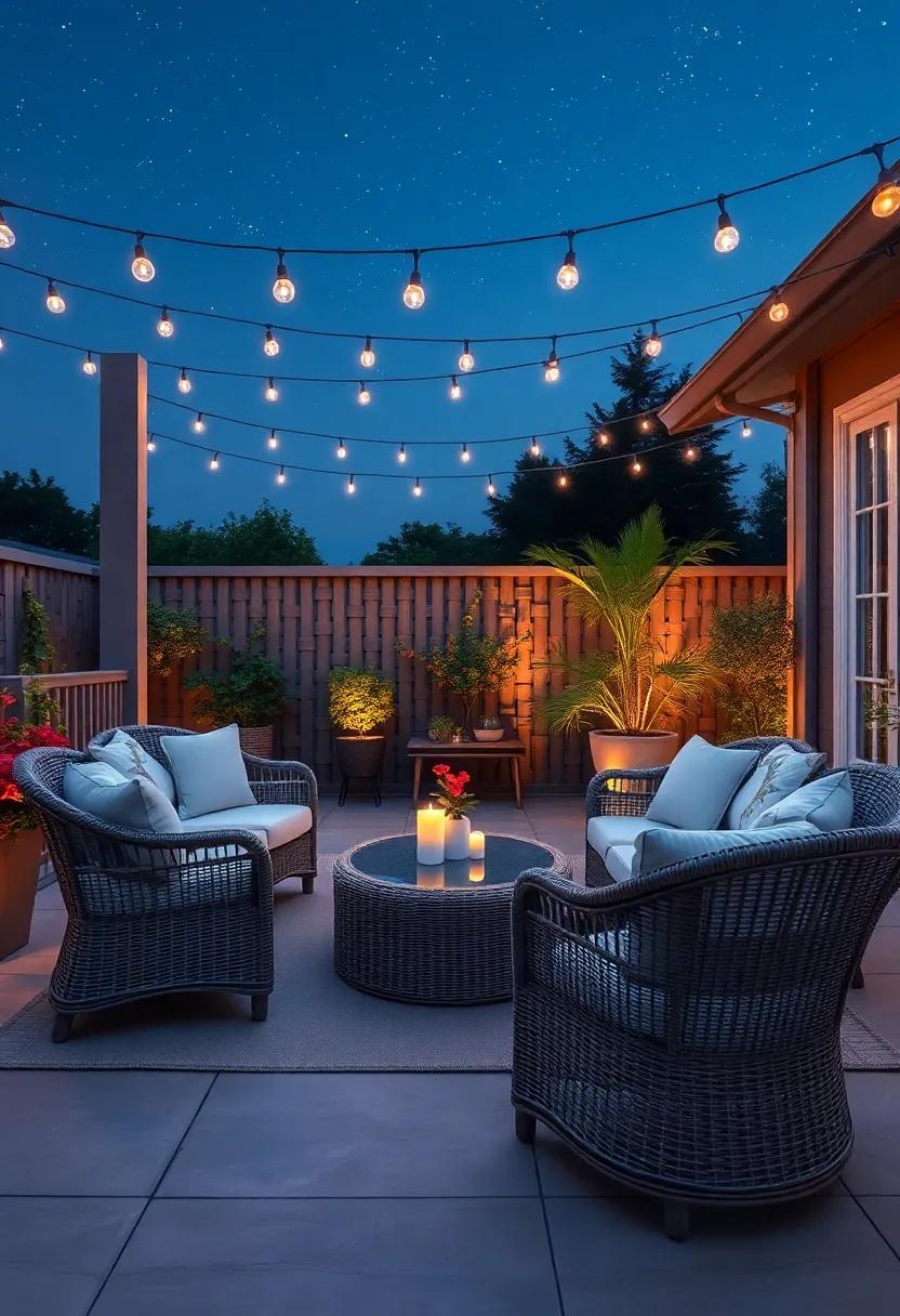 Nightscape⁢ Retreat: Create an enchanting evening atmosphere⁤ with soft lighting and wicker furniture that invites relaxation under the stars