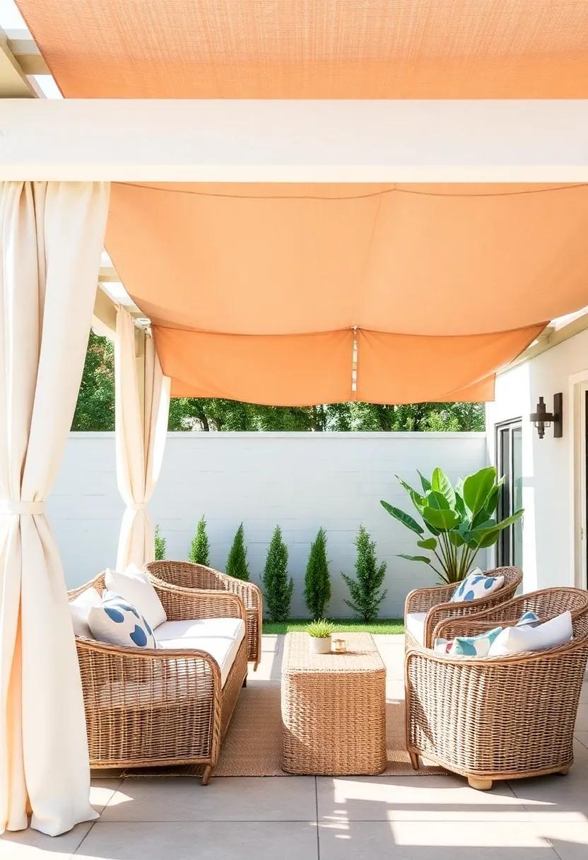 Shady Sanctuary: Install a stylish pergola draped with outdoor ⁤fabric, and furnish it with cozy wicker lounges to create a shaded retreat from the sun