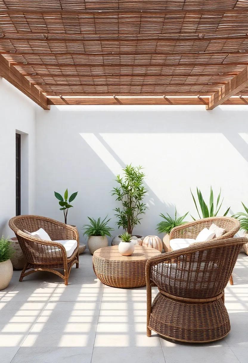 Zen Garden: Pair simple, low-profile wicker seating with natural stone and bamboo elements to create‌ a peaceful, zen-like garden atmosphere
