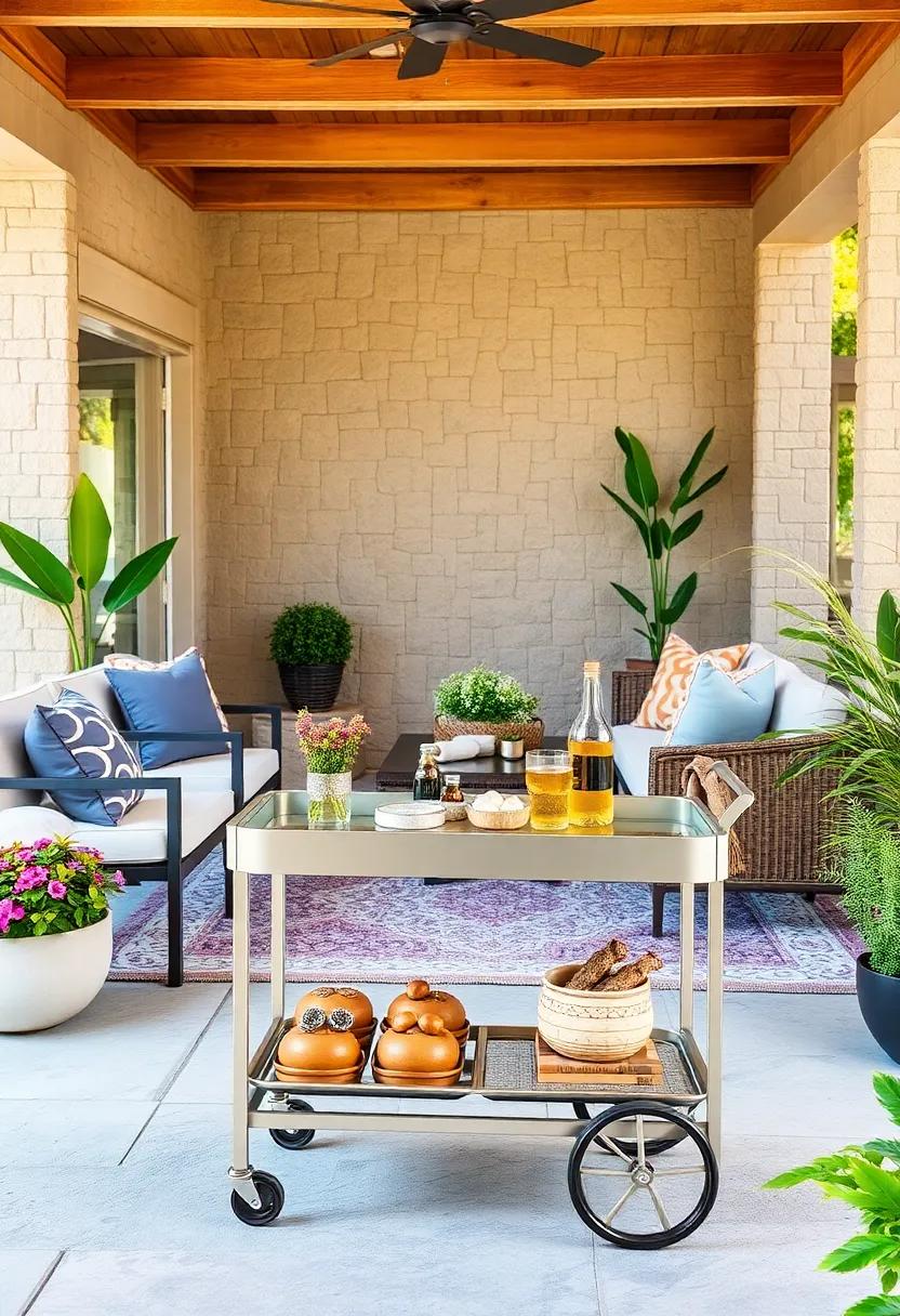 Multi-purpose Serving Cart: An aluminum serving cart adds versatility ⁣to⁣ your outdoor space, making it ⁢easy ‍to transport⁤ drinks and snacks ‍to your guests
