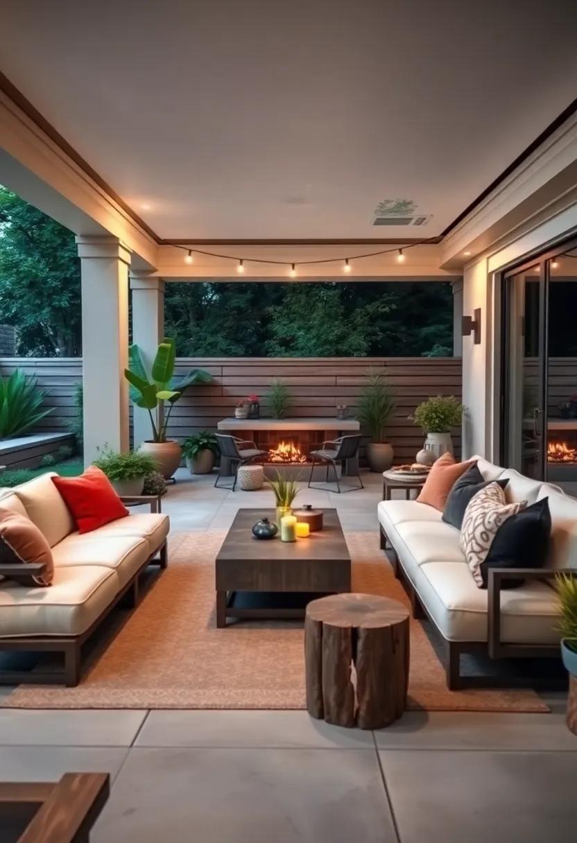 Cozy outdoor Living⁣ Room: Furnish ​your patio with oversized cushions and plush seating for a laid-back family lounge right ‍under the stars