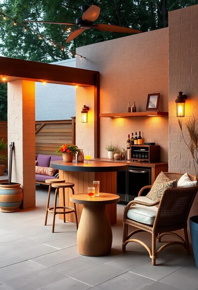 DIY ‍Bar‍ station: Craft an outdoor bar for mixing ​drinks, ⁢making it a fun family project‍ to create ⁢signature drinks together on hot days