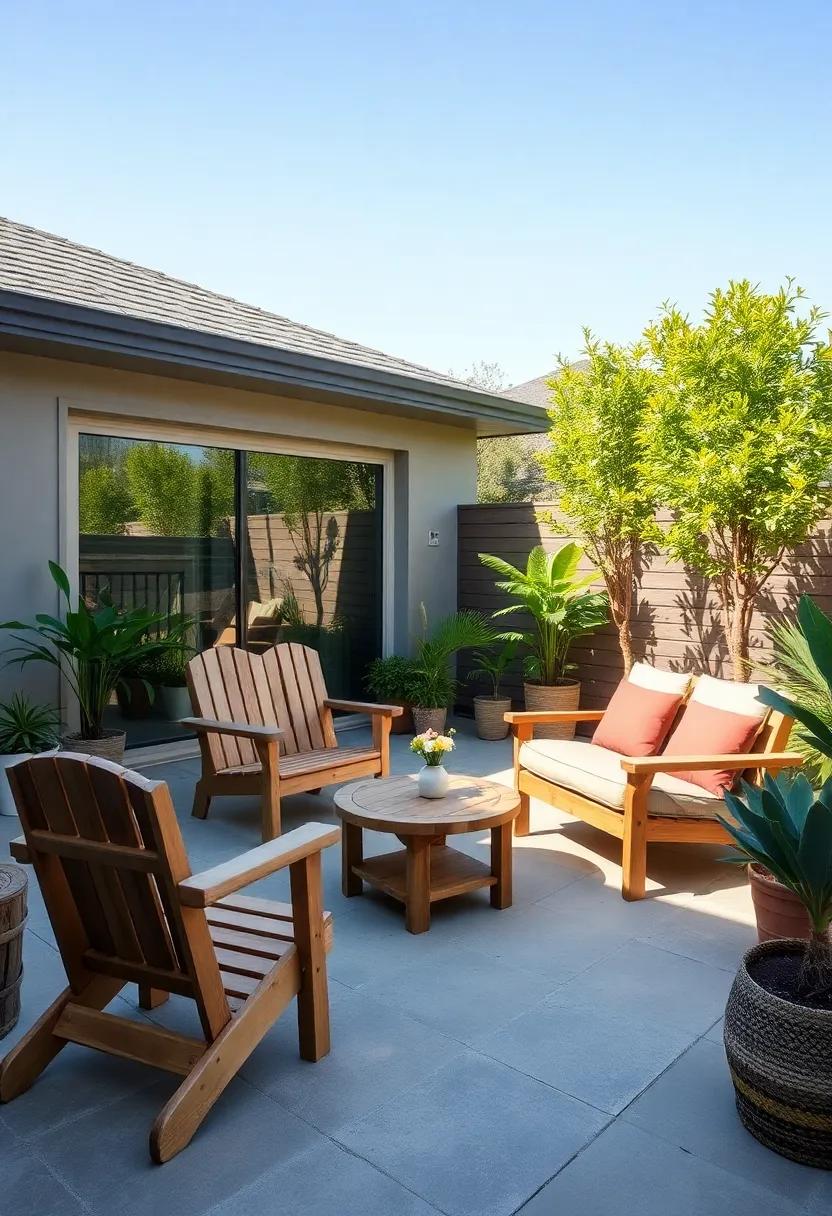 Family-Friendly Features: Design seating that includes child-sized wooden chairs, making the patio accessible and enjoyable for every family member