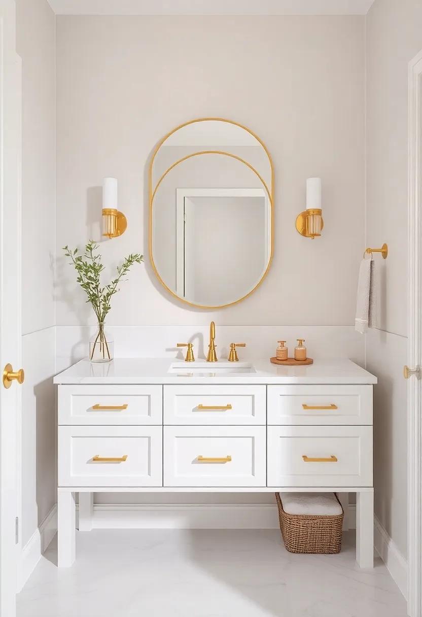 Elegant gold Accents: Add gold or brass fixtures and accents to⁢ your ⁣vanity for a touch of luxury​ without overwhelming the room