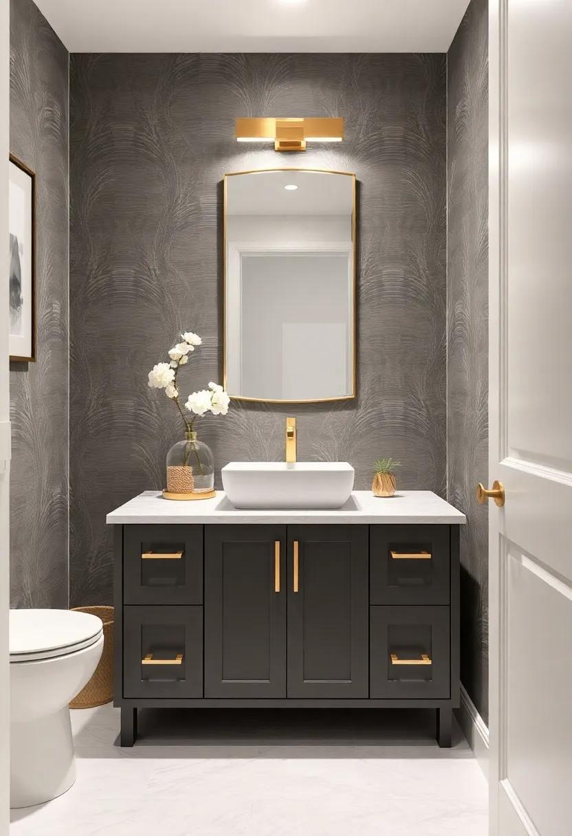 Wallpaper Wonders: Choose a ⁤stunning⁤ wallpaper that complements your vanity and⁢ makes a daring statement in the tight space