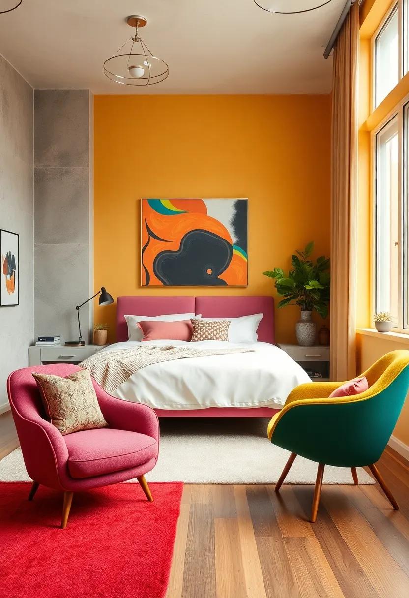 Quirky Statement ‌Chairs: ⁢Place ⁤an eye-catching ⁢retro‌ chair in ‌a vibrant hue as a statement piece to evoke conversation and interest