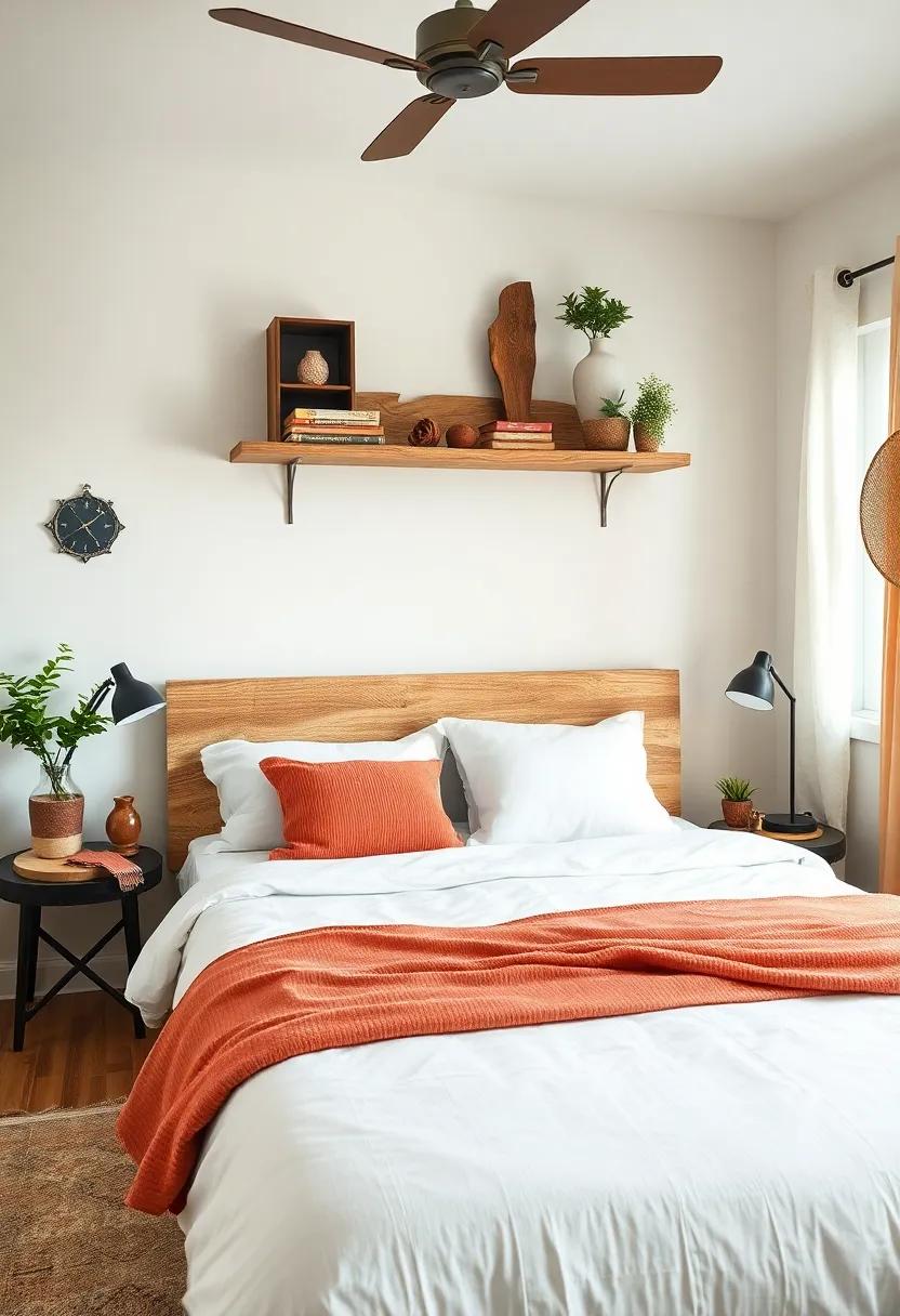 Rustic Wood Accents: Incorporate reclaimed wood shelves or headboards to add a natural warmth and ⁢hint of history to the room