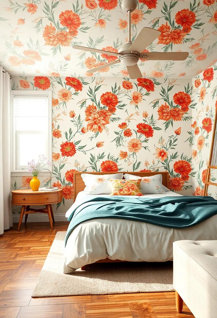 Vintage⁣ Floral ‍Wallpaper:⁣ Choose bold,retro floral ⁢patterns that remind you⁤ of a‌ sunlit afternoon in​ the 70s