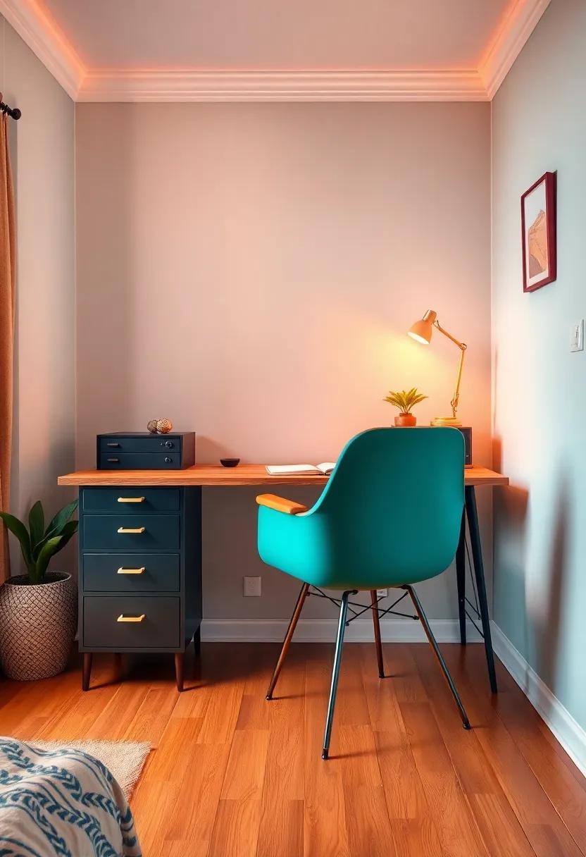 Retro​ Desk ‍and Chair Combo: Create a workspace that inspires ‌creativity with a​ vintage desk⁤ and a funky,‍ comfortable chair