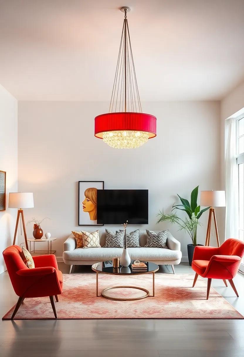Funky Lighting Fixtures: Choose sculptural​ lamps and oversized chandeliers to illuminate your space, ⁣adding ⁤a ⁤retro flair to your home