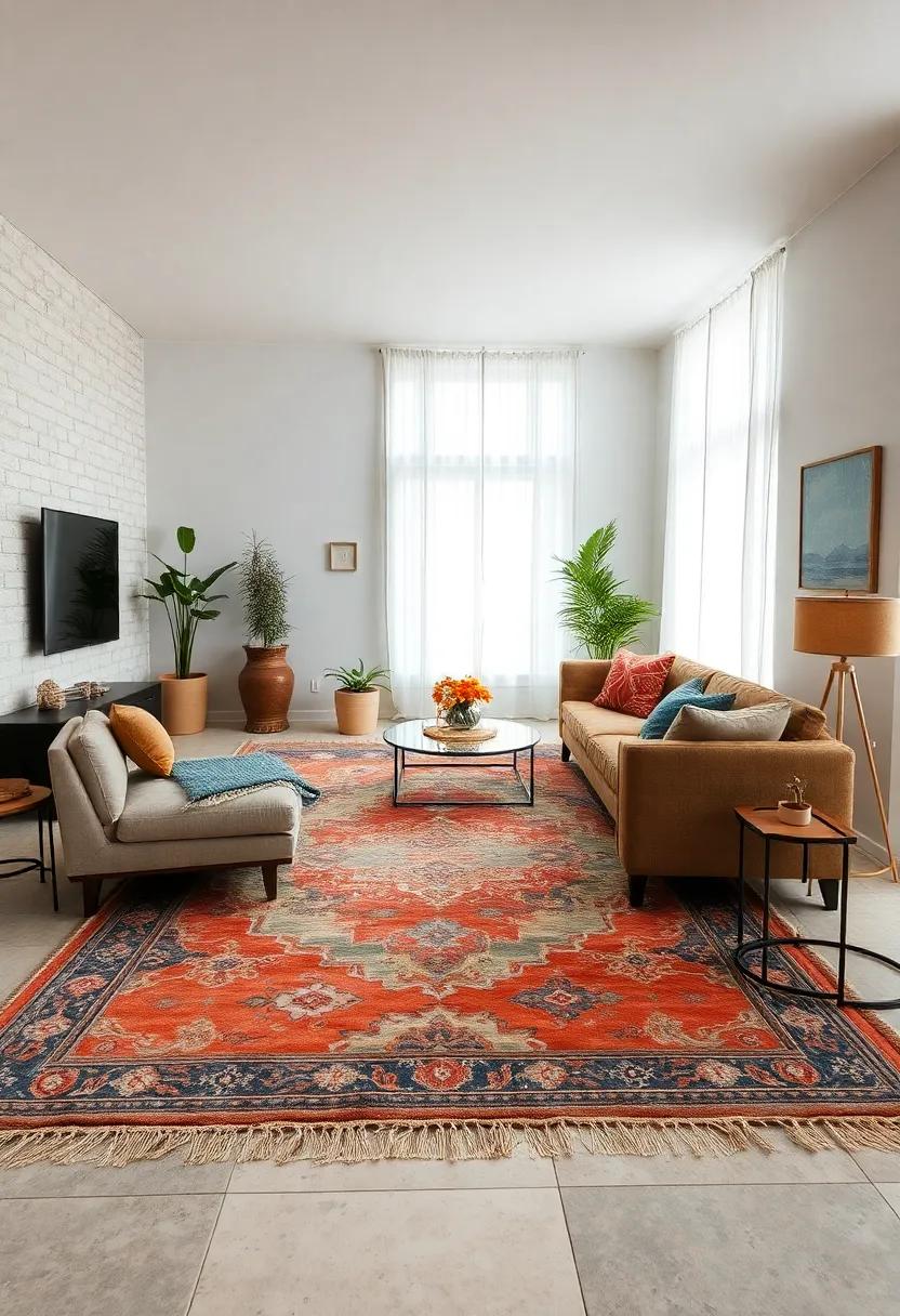 Layer smaller vintage rugs ⁣over a neutral-colored base rug to add⁢ depth and texture to‌ your space