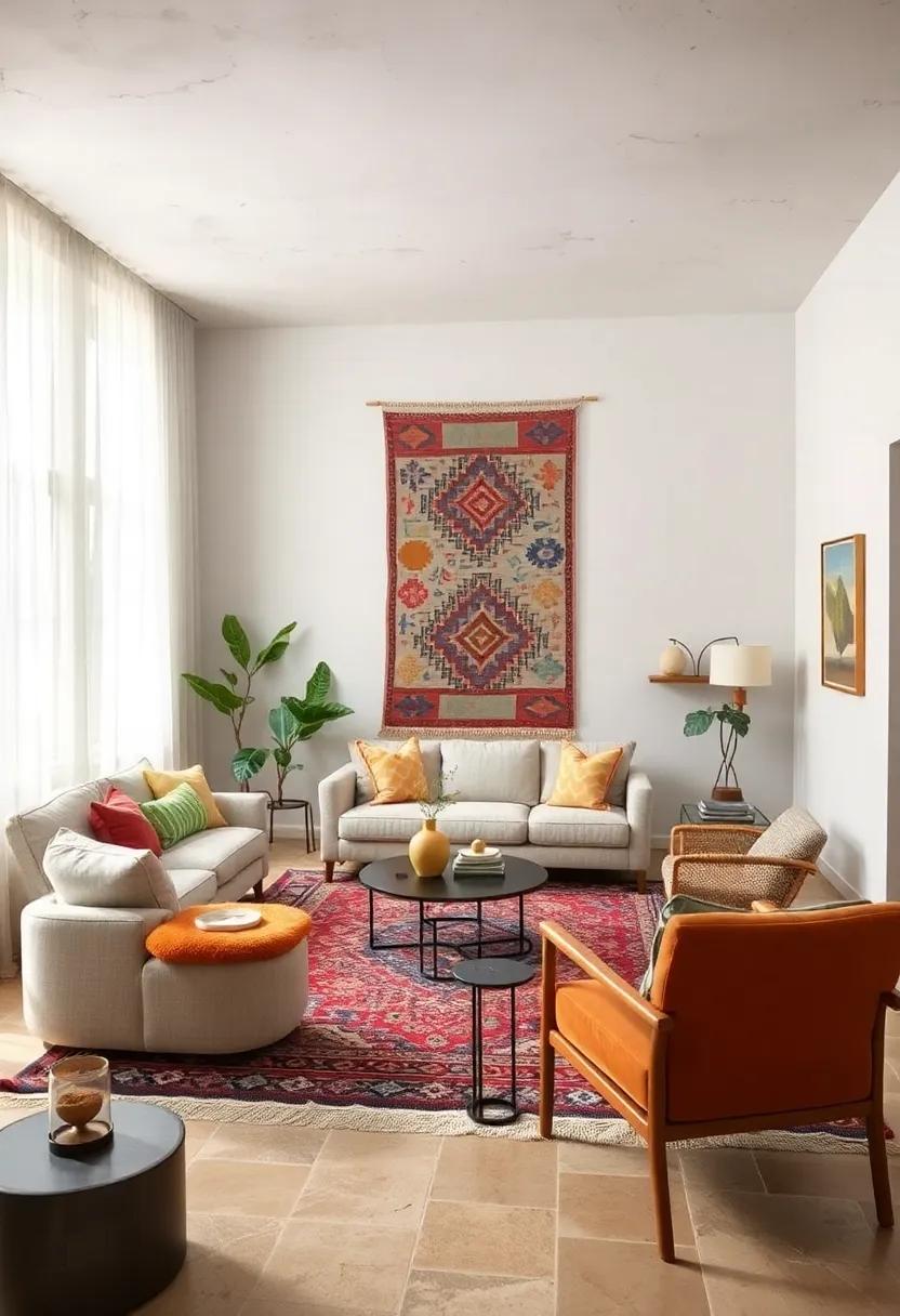 Use a vintage kilim as a wall‍ hanging to ⁣transform ​rugs into striking art pieces