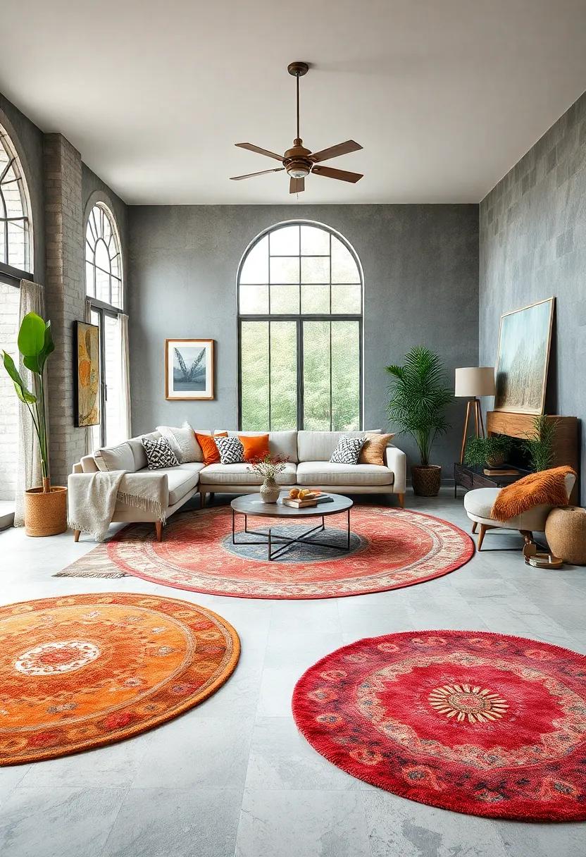 Combine various rug shapes, such as round and square,⁢ to create a dynamic and playful ⁢layout