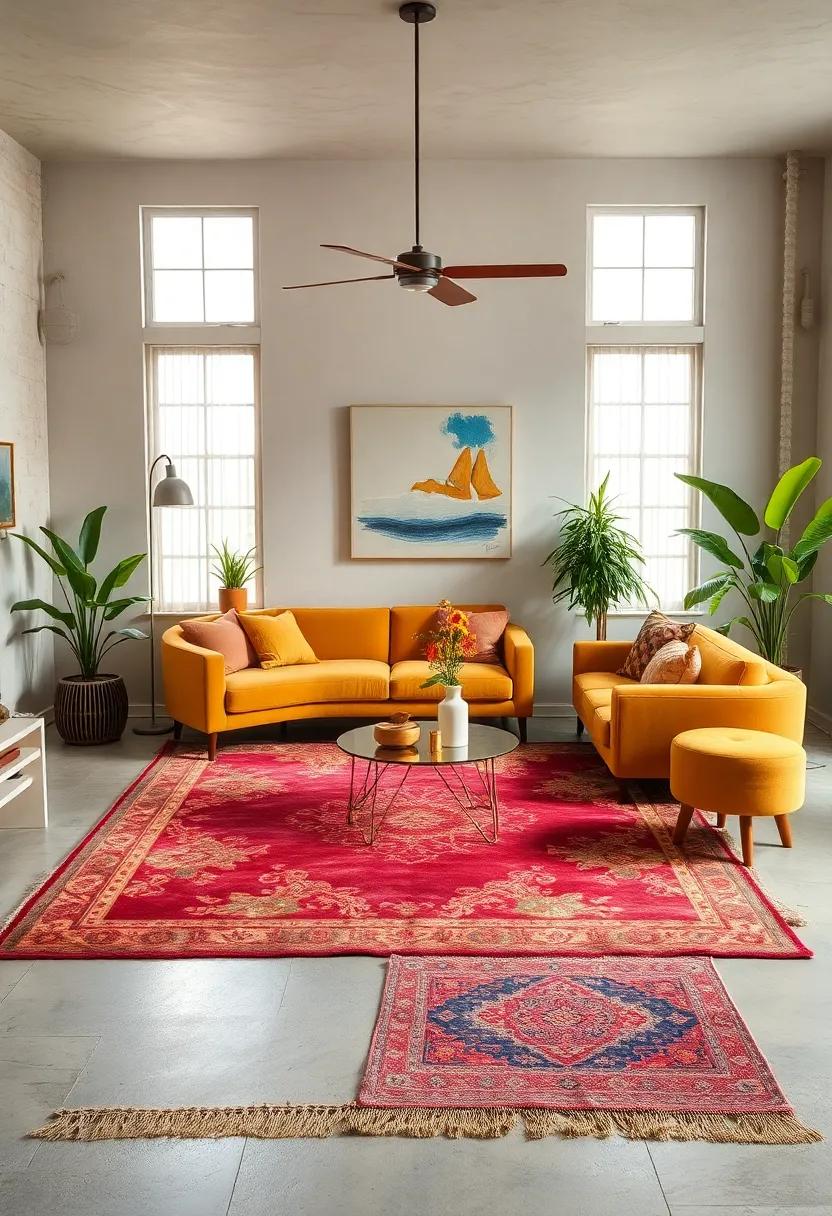 Incorporate DIY rug styling​ by tying ⁤together mismatched vintage pieces with a⁣ common color scheme