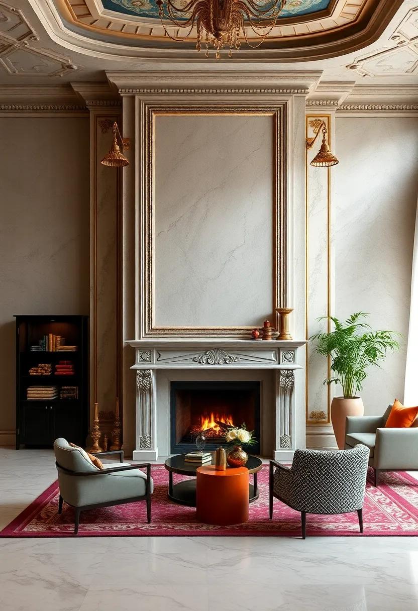 decorative Fireplaces: Install an ornate mantelpiece or a cozy fireplace that serves as a centerpiece while radiating warmth and charm