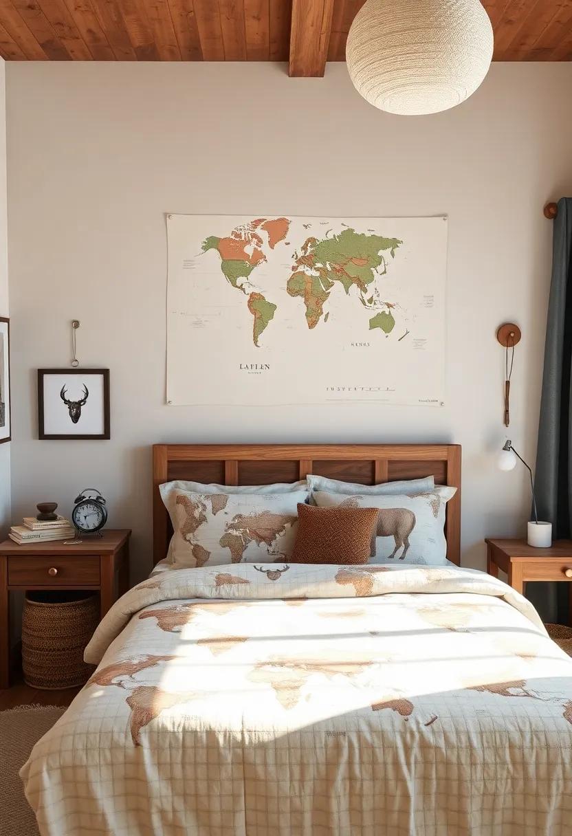 Adventure-Inspired Bedding Featuring Maps, Animals, and⁤ Exploration Motifs