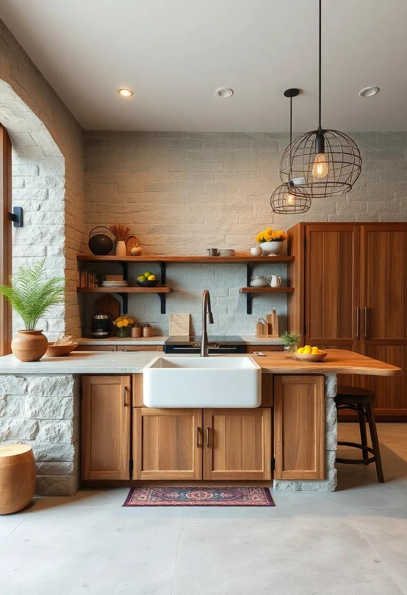 Farmhouse​ sink: Incorporate a large farmhouse sink that complements the rustic ⁣style and provides functionality for any kitchen task
