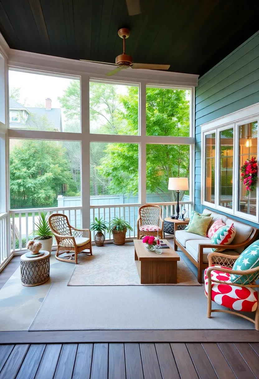 A family-friendly outdoor retreat designed with playful decor, oversized windows, and cozy seating, allowing for fun-filled evenings filled with games and laughter