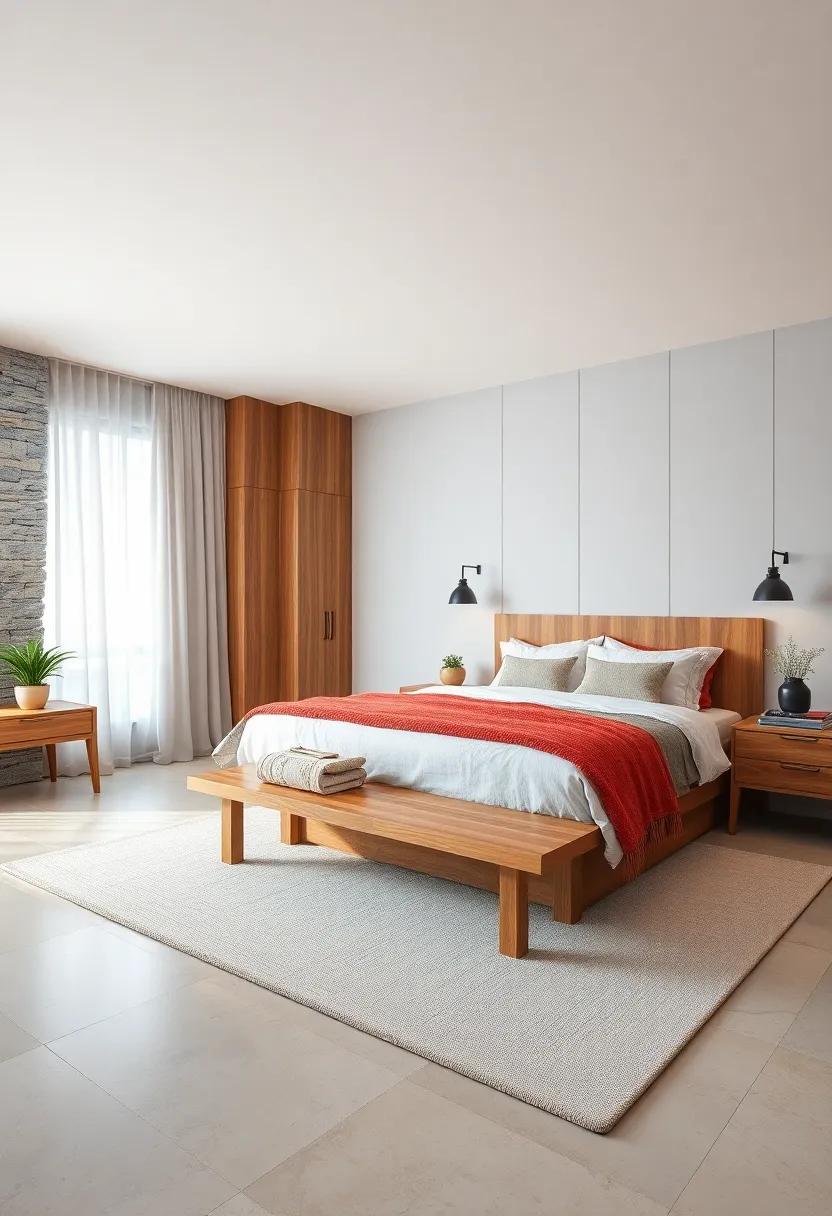 Add⁣ a wooden‌ bench ‍at the ​foot of your bed for extra​ seating and storage, seamlessly ​blending style and ‌functionality