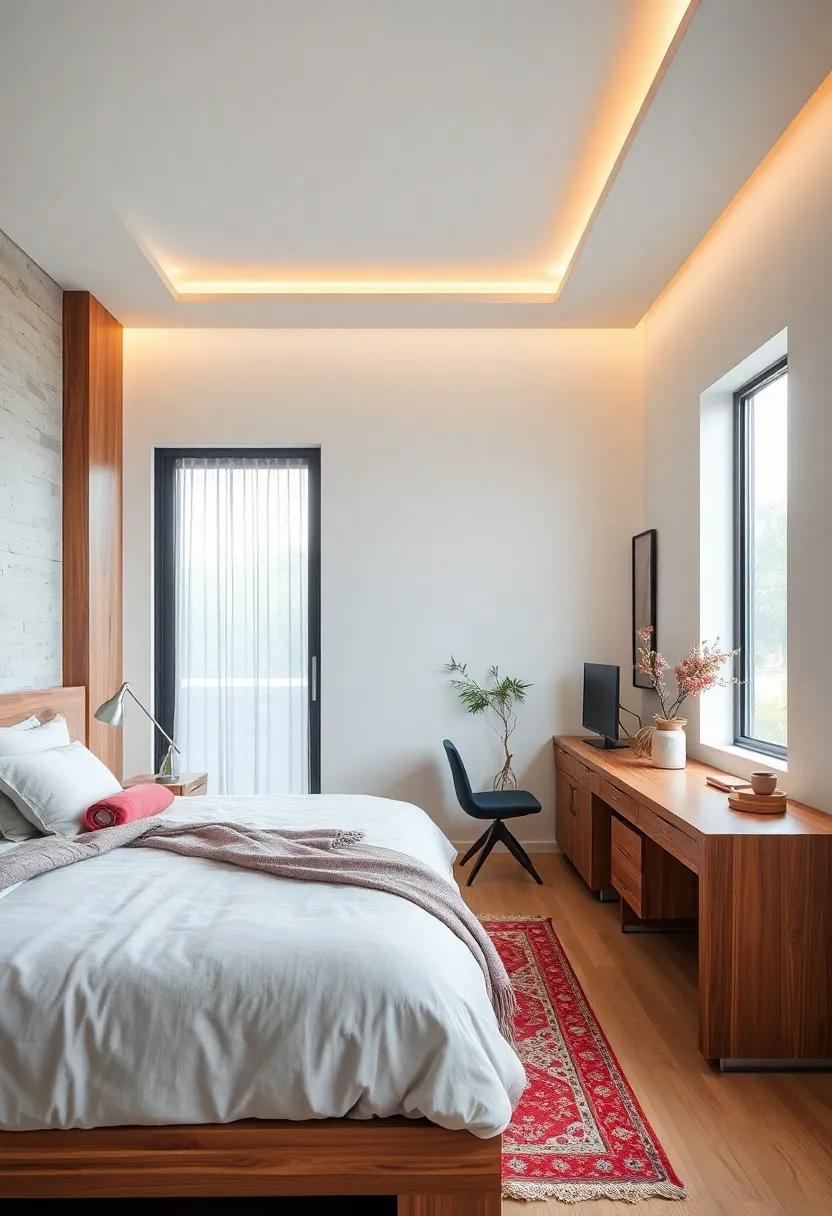 Choose a wooden desk for ‌a home office setup‍ within your bedroom, seamlessly⁤ marrying work​ with relaxation