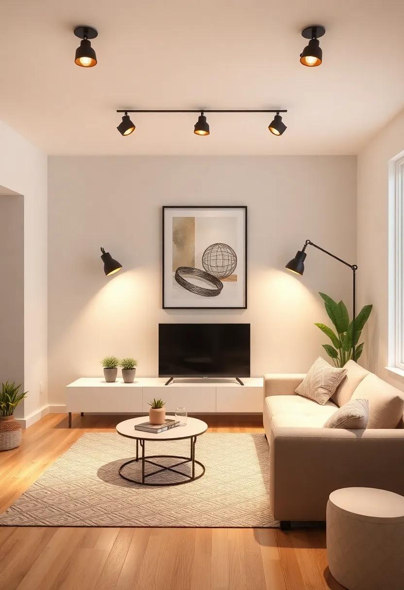 Highlighting Artwork⁣ with Adjustable Spotlights for Added Depth