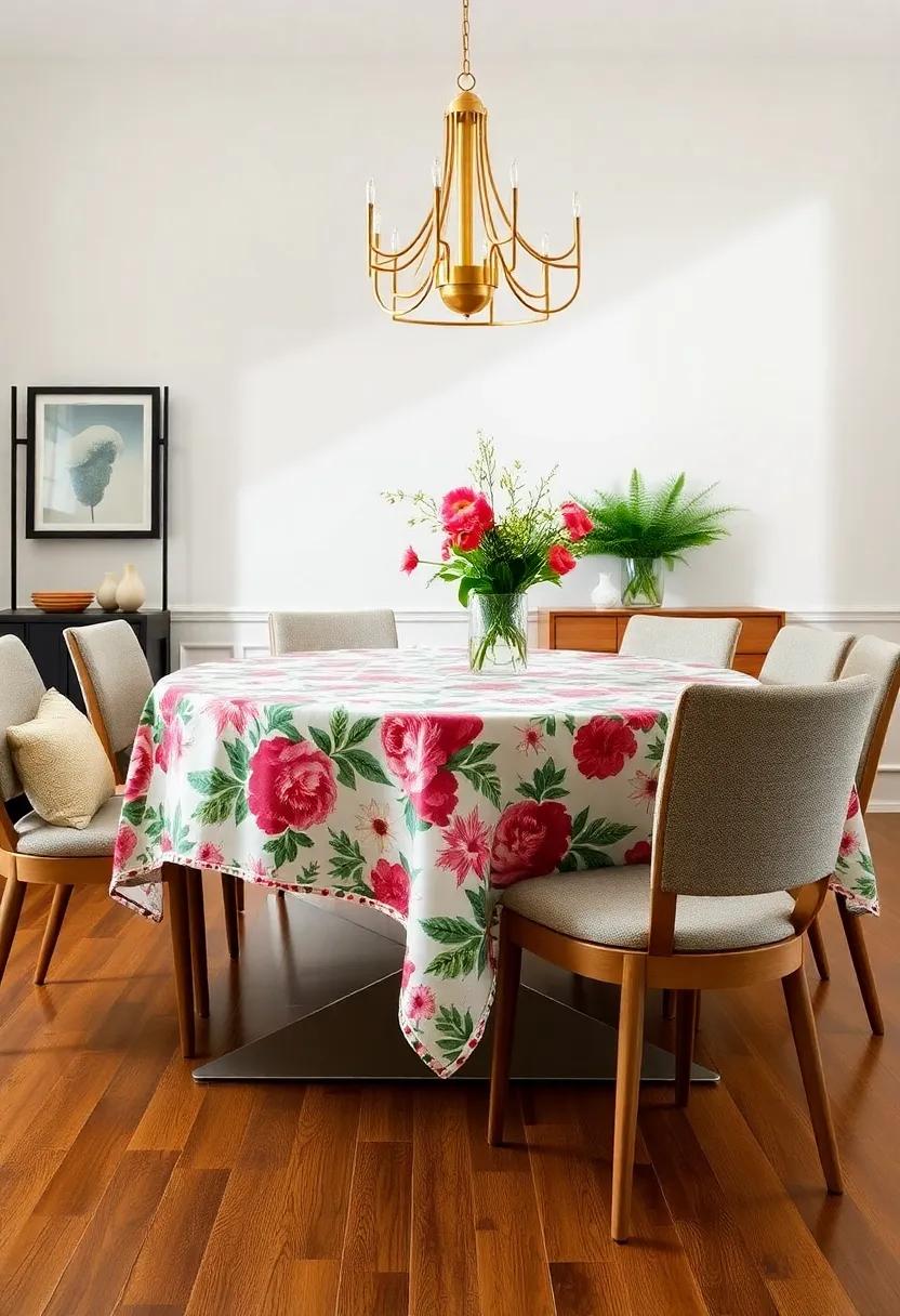 Begin ⁢with a Floral Tablecloth: Choose a vibrant⁤ floral pattern to‌ dress ​your​ dining table,adding ​instant warmth and charm to the room