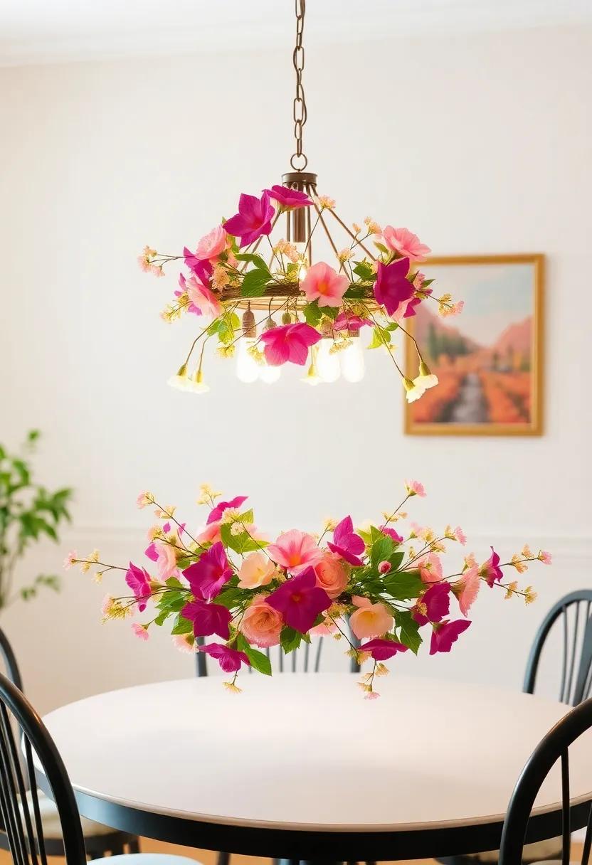 Create a Floral Chandelier: ⁤Wrap faux flowers around a ⁢chandelier or⁤ pendant light for an unexpected and ⁢whimsical ‌touch‌ that brightens the space