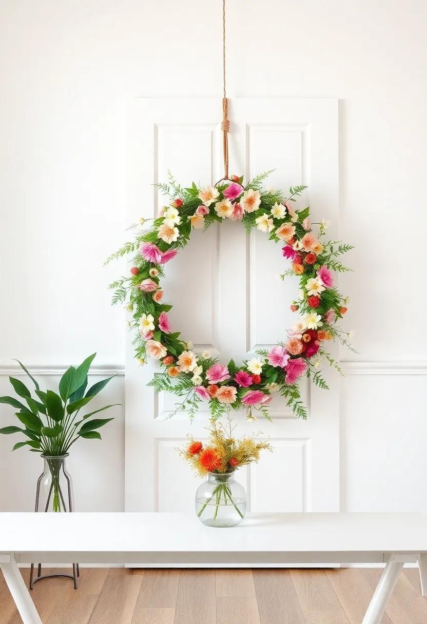 Hang a Flower⁣ Wreath: Adorn your dining room door or wall​ with a beautiful floral wreath that welcomes‍ guests with the spirit of spring