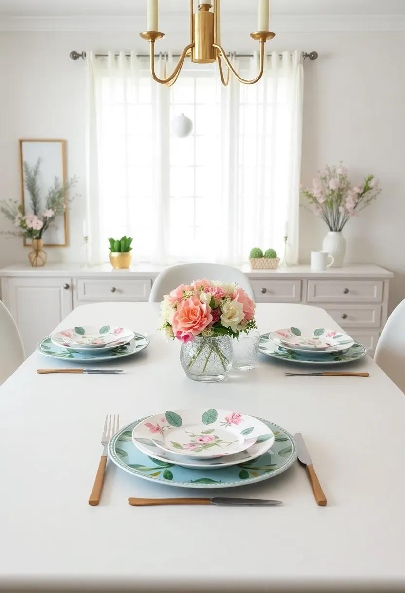 Use⁣ Floral Place Settings: ​Select plates and‍ napkins⁤ adorned ⁣with floral designs to set ⁤a cheerful tone at‍ your ⁢dining‍ table for​ gatherings
