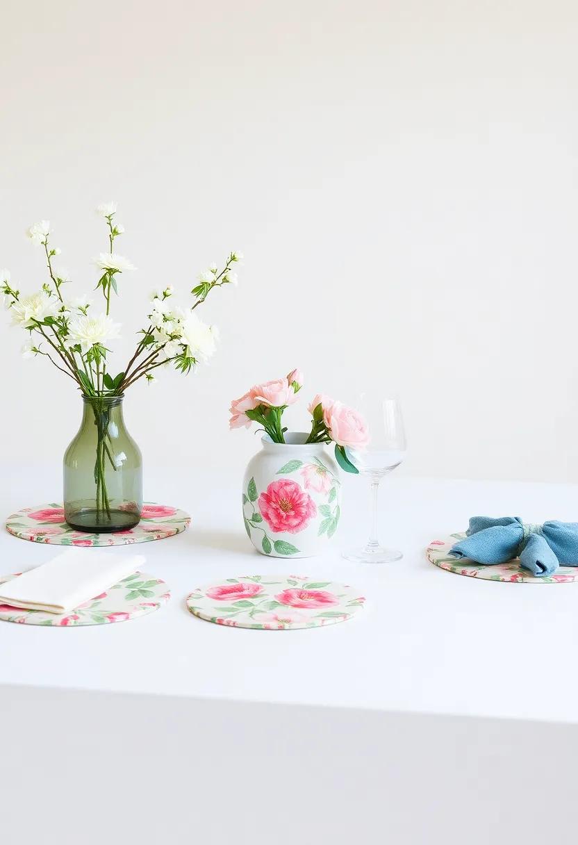 Use‌ Floral Prints on⁣ Dining ⁢Accessories: Opt for flower-printed ‍coasters, placemats,​ and‌ napkin rings ⁤to unify the table setting with spring’s bounty