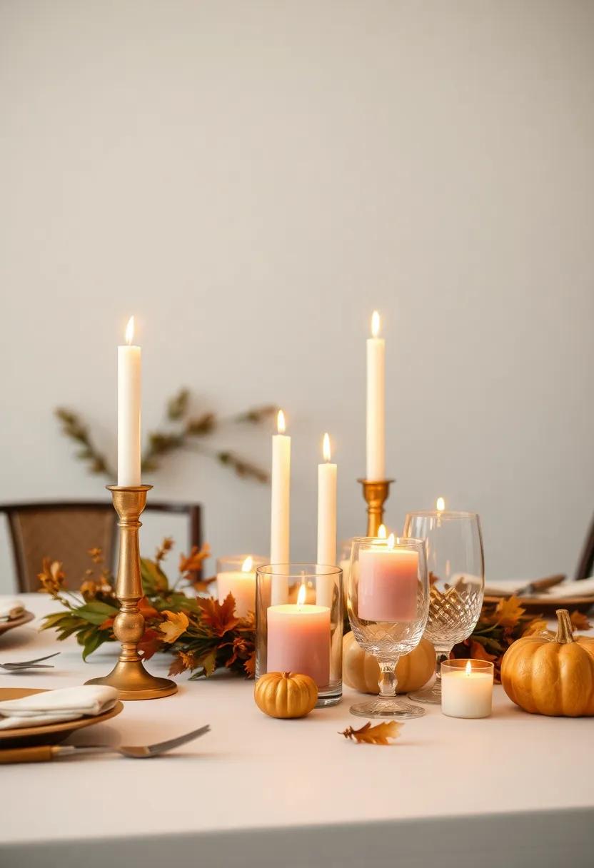 candlelit Glow: Use an array‌ of candles in various heights for a warm,‍ inviting glow that sets the⁤ perfect mood for Thanksgiving dinner
