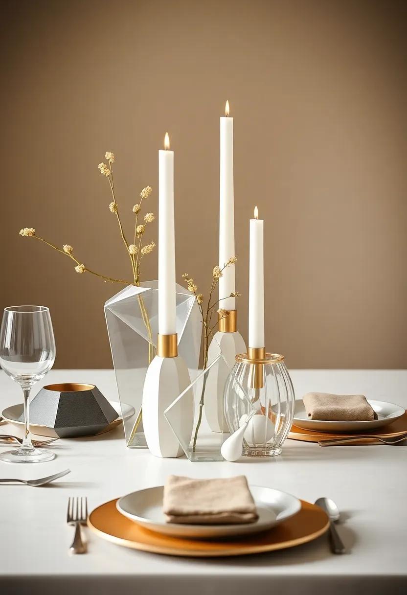 Geometric Shapes: Use modern vases ​or candle holders in geometric shapes to bring a ‍contemporary edge to your Thanksgiving table