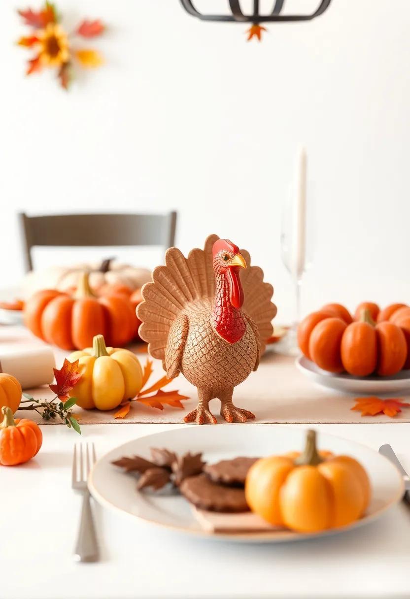 Turkey-themed Accents: Celebrate the star of the feast with turkey-themed decorations, from figurines to napkin rings that emphasize your Thanksgiving spirit