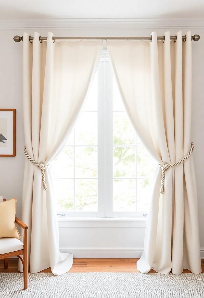 Use miniature sailor's knots as​ curtain tiebacks ⁤to add a subtle​ nautical‌ touch to ‍your⁣ window treatments