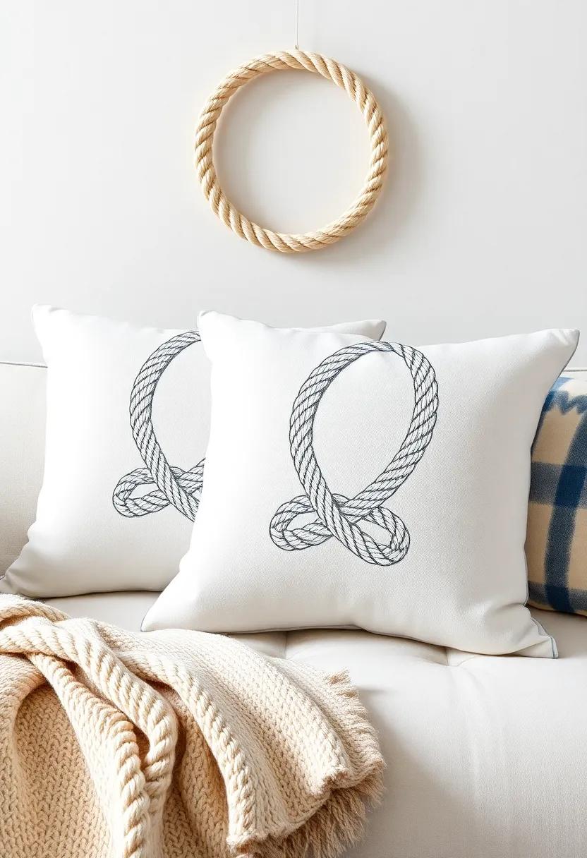 Use ⁢knot ⁤motifs‌ as inspiration for custom-print throw‌ pillows, combining⁤ comfort with ⁤a touch of coastal style