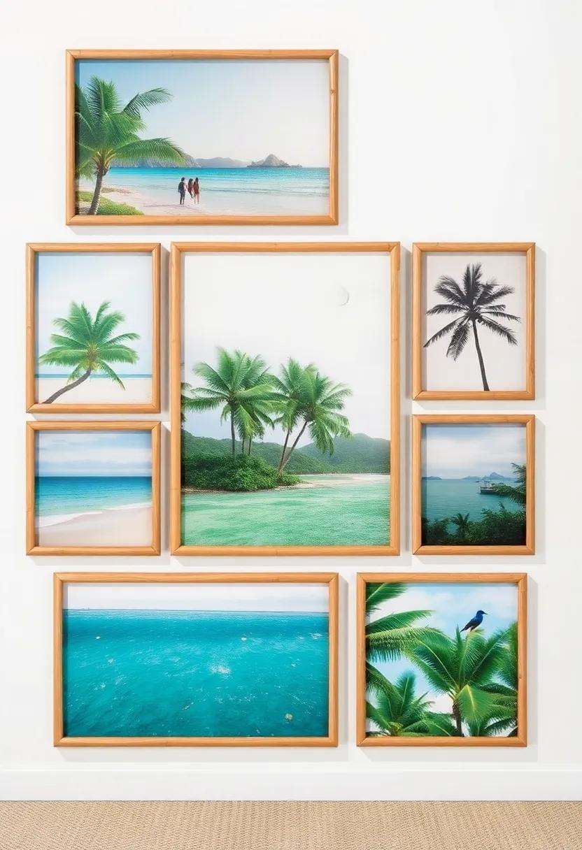 Bamboo Frame Collages: Create a unique gallery wall with framed tropical scenes ⁤encased in bamboo frames ⁣for ⁣a cohesive, island-inspired look