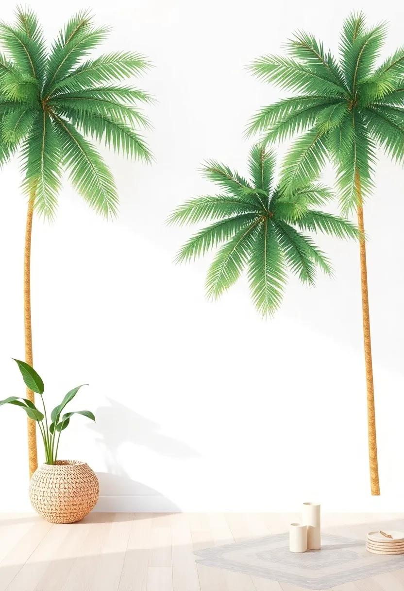Coconut‌ Palm Wall Decals: Opt⁤ for removable wall decals featuring⁢ coconut‍ palms that allow you to⁣ easily transform your space without commitment