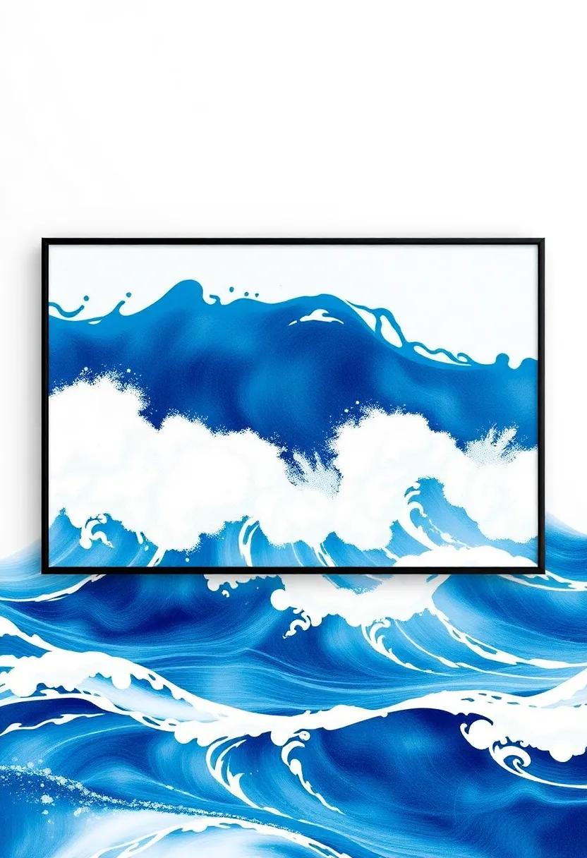 Ocean Wave Abstracts: Consider abstract⁢ art‌ featuring⁣ ocean waves, ‍combining blues ⁣and ⁢whites ⁤to mimic the calming effect ⁢of the ​sea