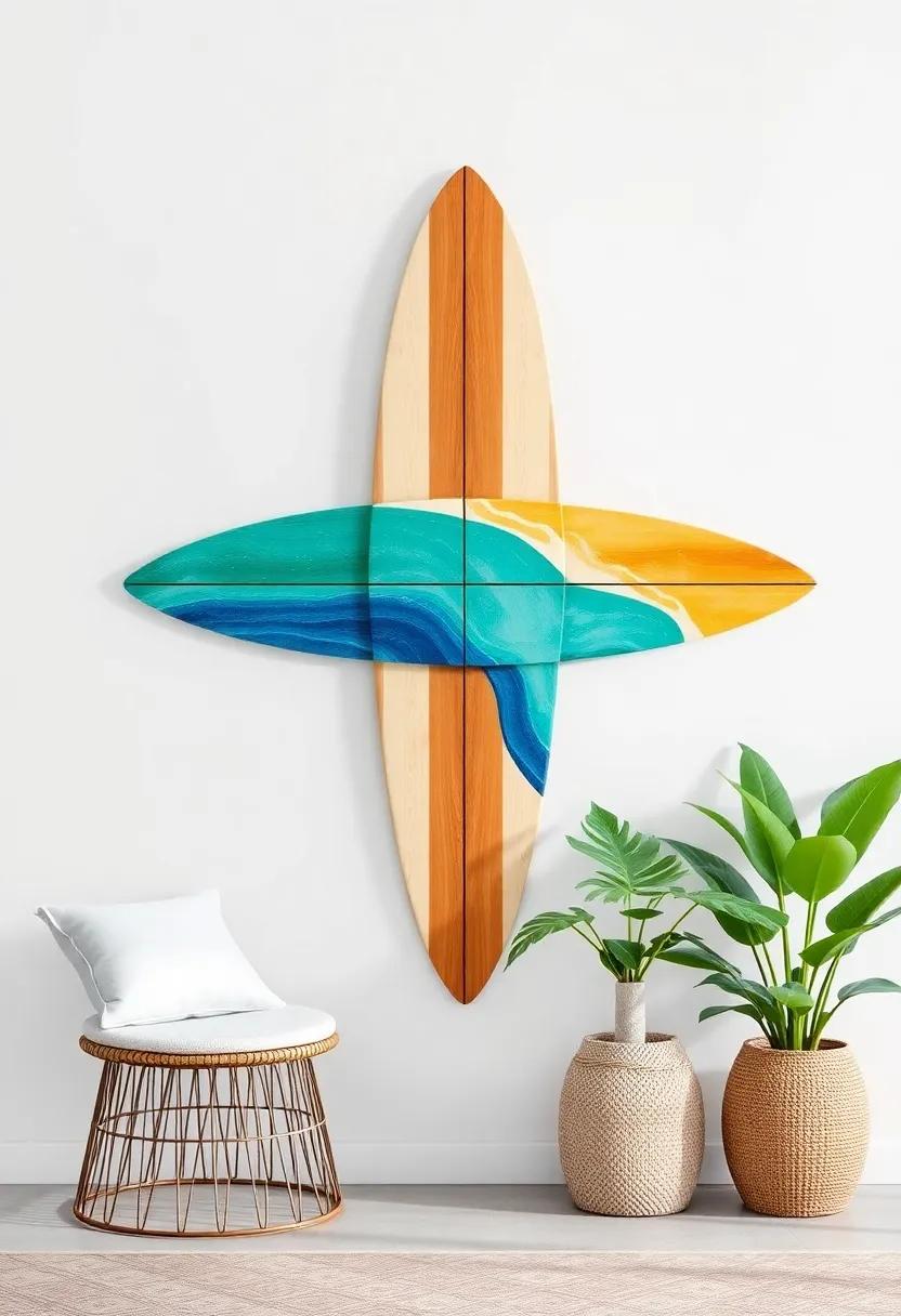 Surfboard‌ Wall⁢ Art: Incorporate surfboard-inspired wall art that‌ captures the adventurous⁢ spirit of the tropics and brings a fun⁤ beach​ vibe indoors