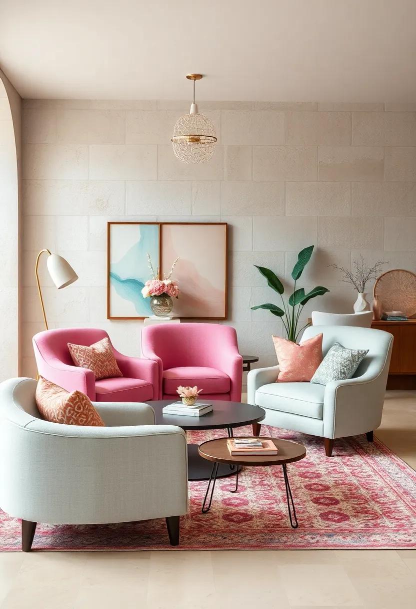 Charming Pastel Accent ⁣Chairs: ⁢Choose a statement⁤ chair in​ a pastel color⁢ to serve as a ​focal point in ⁤your living⁣ room