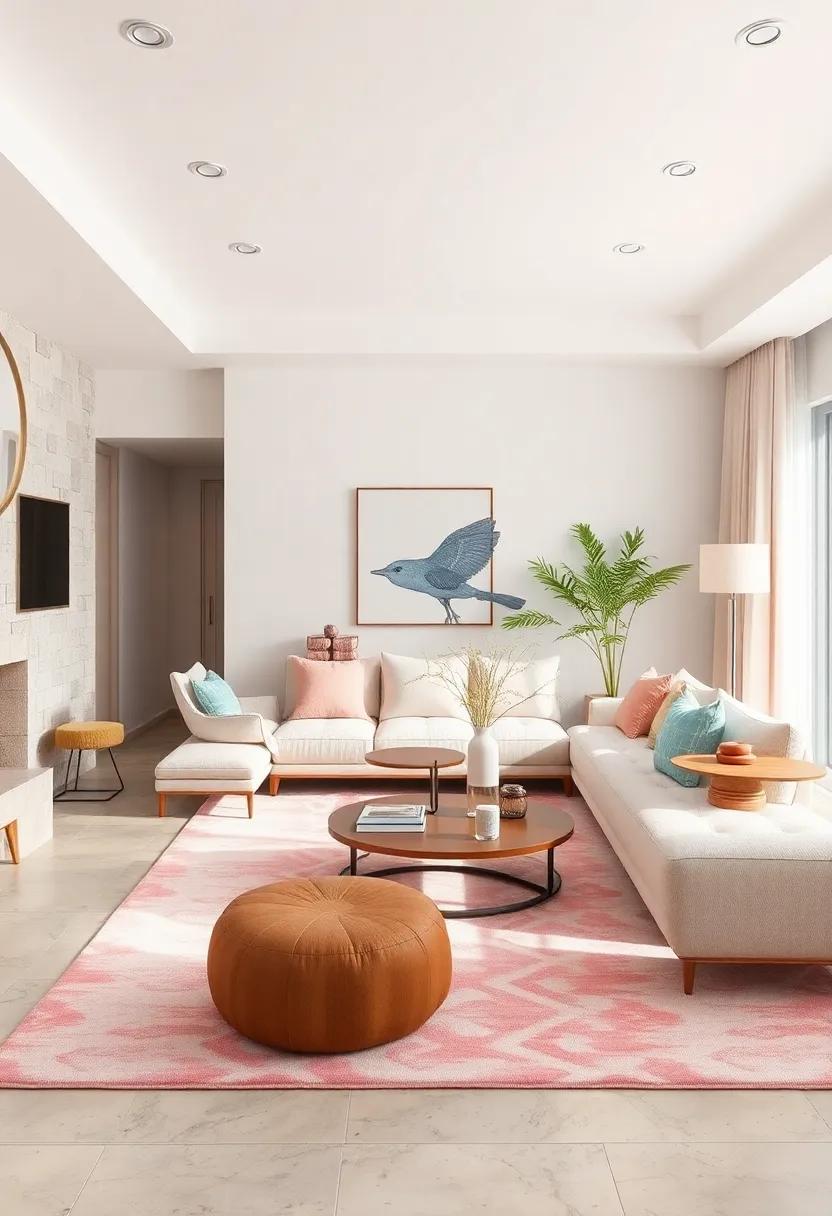 Colorful Rugs: Layer a soft ⁤pastel rug in your living room ⁣to add depth and a pop of gentle color underfoot